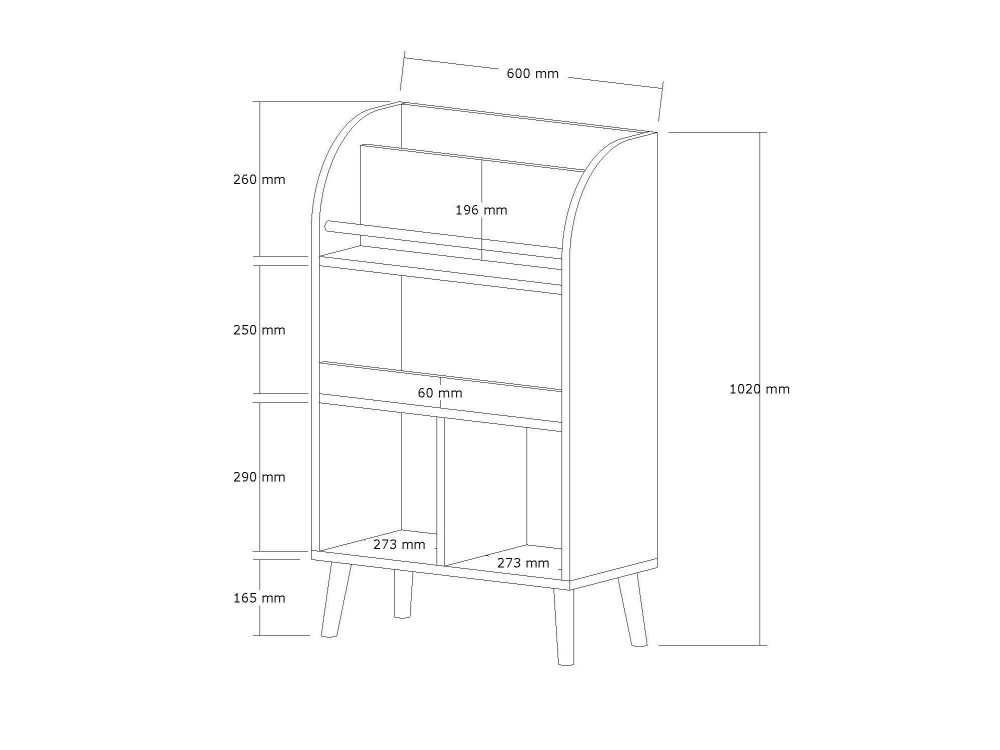 Estante de madeira "Minola" - 60 x 30 x 102 cm - Branco