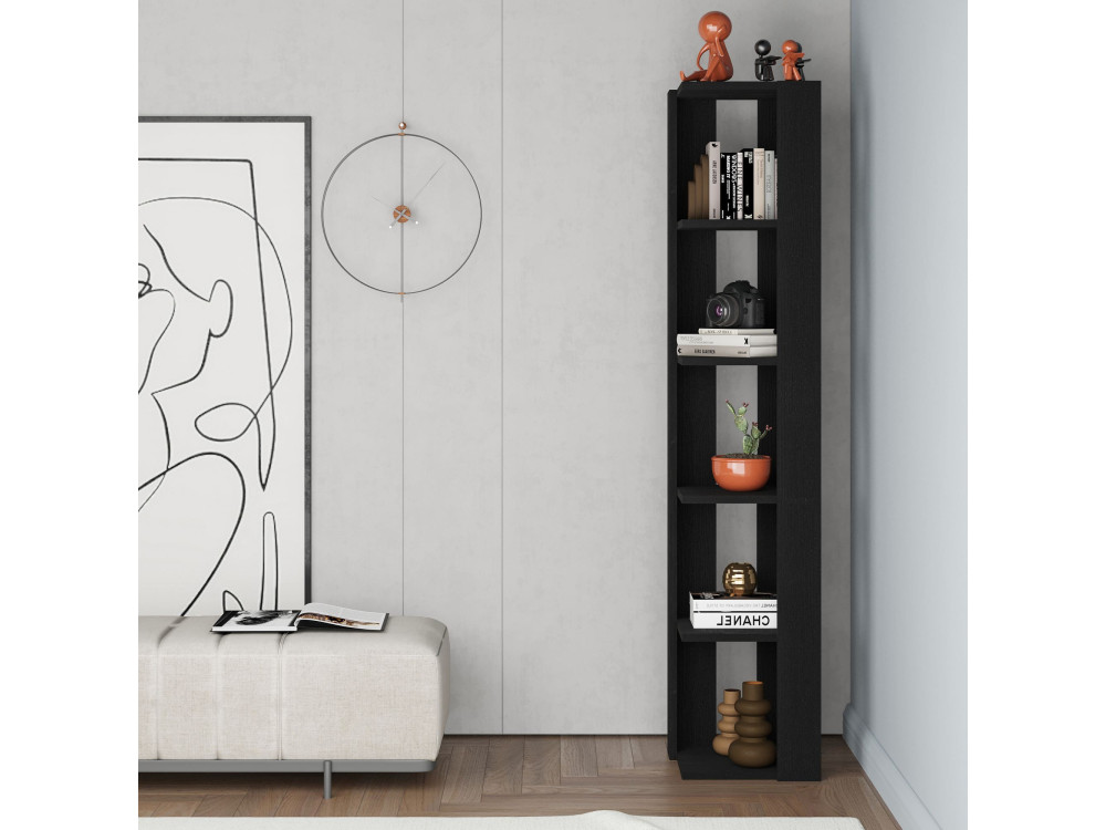 Estante de madeira "Nati" - 32 x 32 x 161 cm - Preto