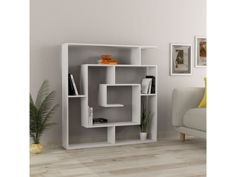 Estante de madeira "Labirent" - 125 x 22 x 129 cm - Branco