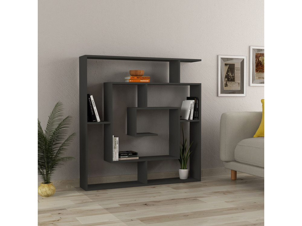 Estante de madeira "Labirent" - 125 x 22 x 129 cm - Cinzento antracite