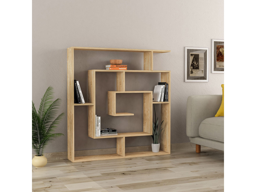 Estante de madeira "Labirent" - 125 x 22 x 129 cm - Bege