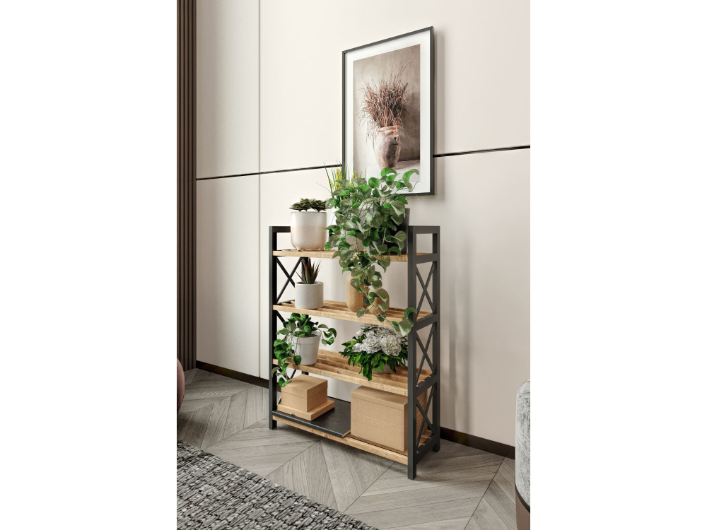 Estante de madeira "plástico" - 46 x 18 x 64 cm - Preto