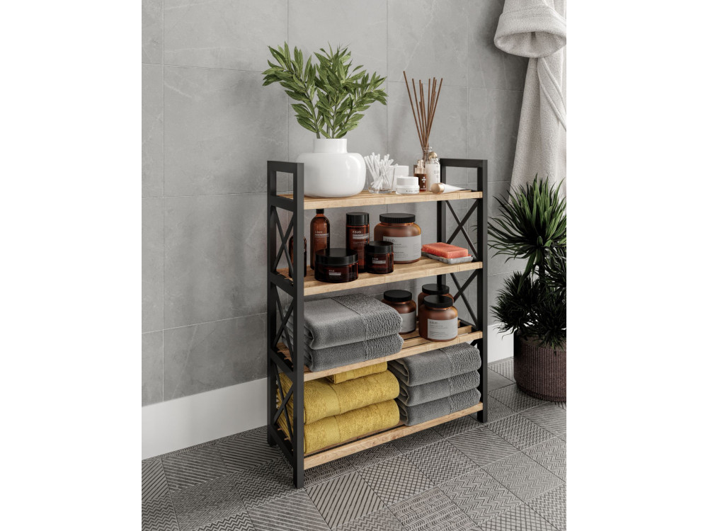 Estante de madeira "plástico" - 46 x 18 x 64 cm - Preto