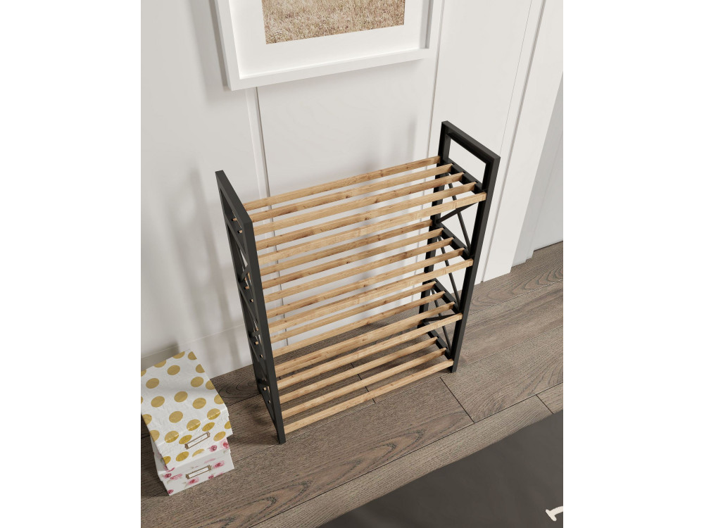 Estante de madeira "plástico" - 46 x 18 x 64 cm - Preto