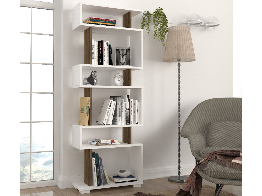 Estante de madeira "Blok" - 60 x 19 x 165 cm - Castanho