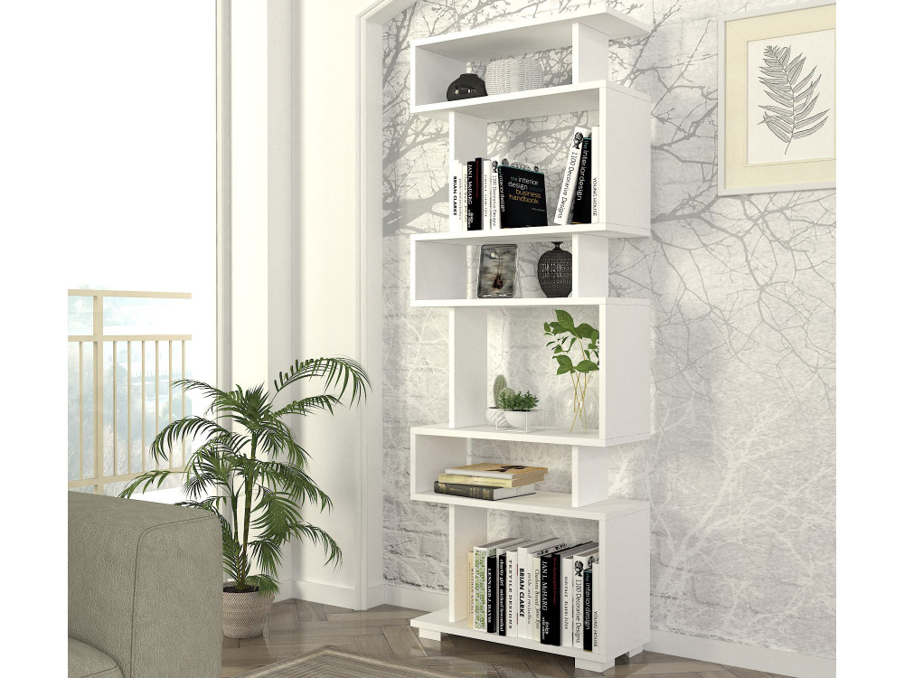 Estante de madeira "Blok" - 60 x 19 x 165 cm - Branco