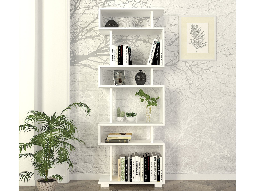 Estante de madeira "Blok" - 60 x 19 x 165 cm - Branco