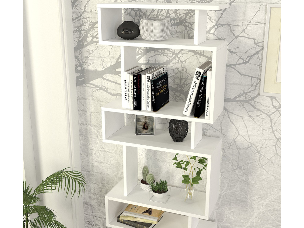 Estante de madeira "Blok" - 60 x 19 x 165 cm - Branco