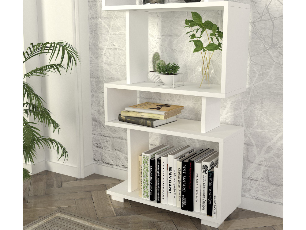 Estante de madeira "Blok" - 60 x 19 x 165 cm - Branco