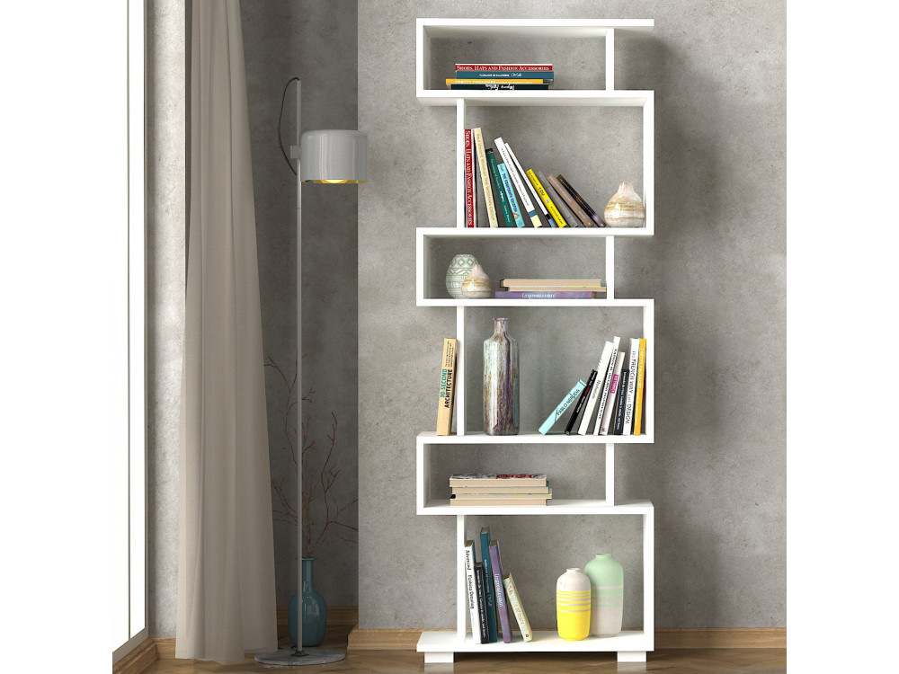 Estante de madeira "Blok" - 60 x 19 x 165 cm - Branco