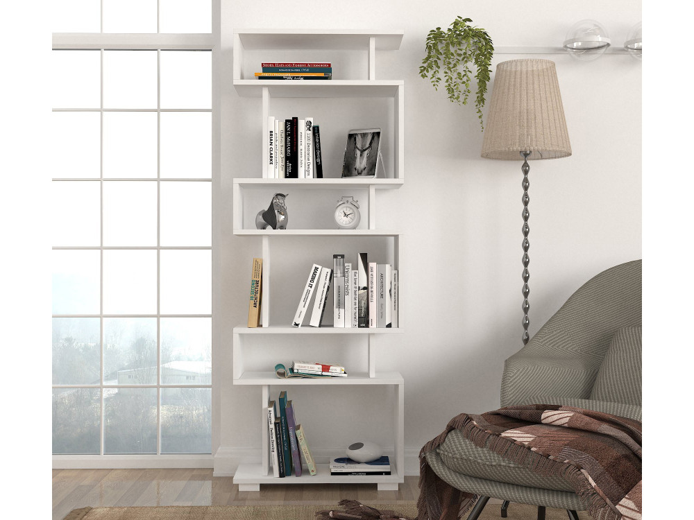 Estante de madeira "Blok" - 60 x 19 x 165 cm - Branco