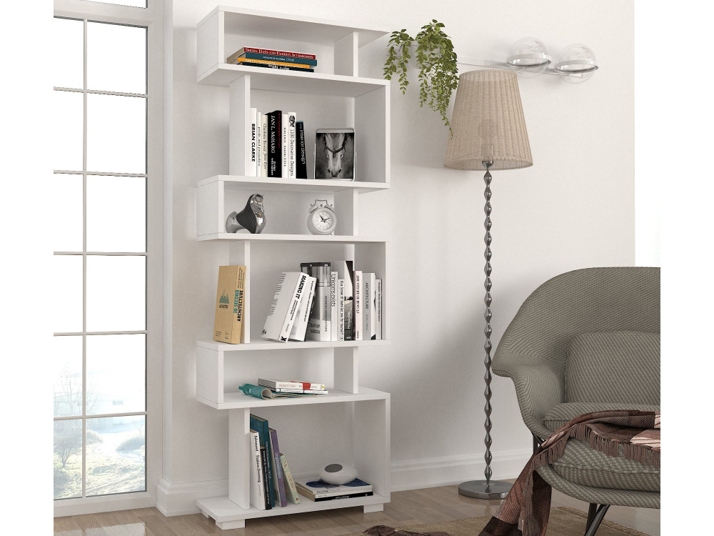 Estante de madeira "Blok" - 60 x 19 x 165 cm - Branco