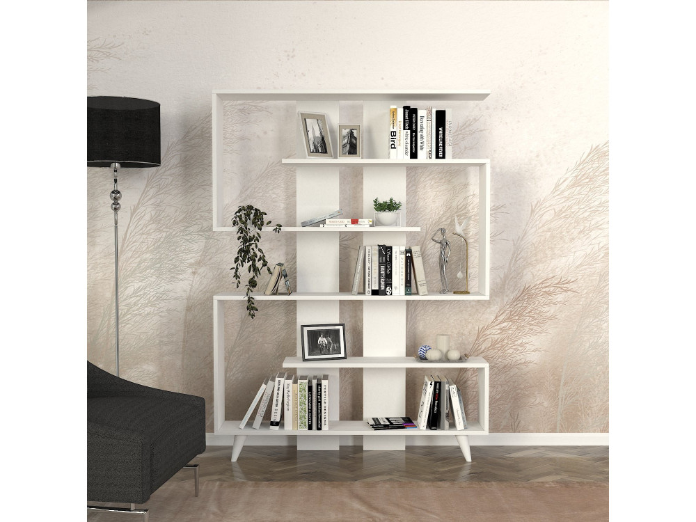 Estante de madeira "Rain" - 120 x 20 x 162 cm - Branco