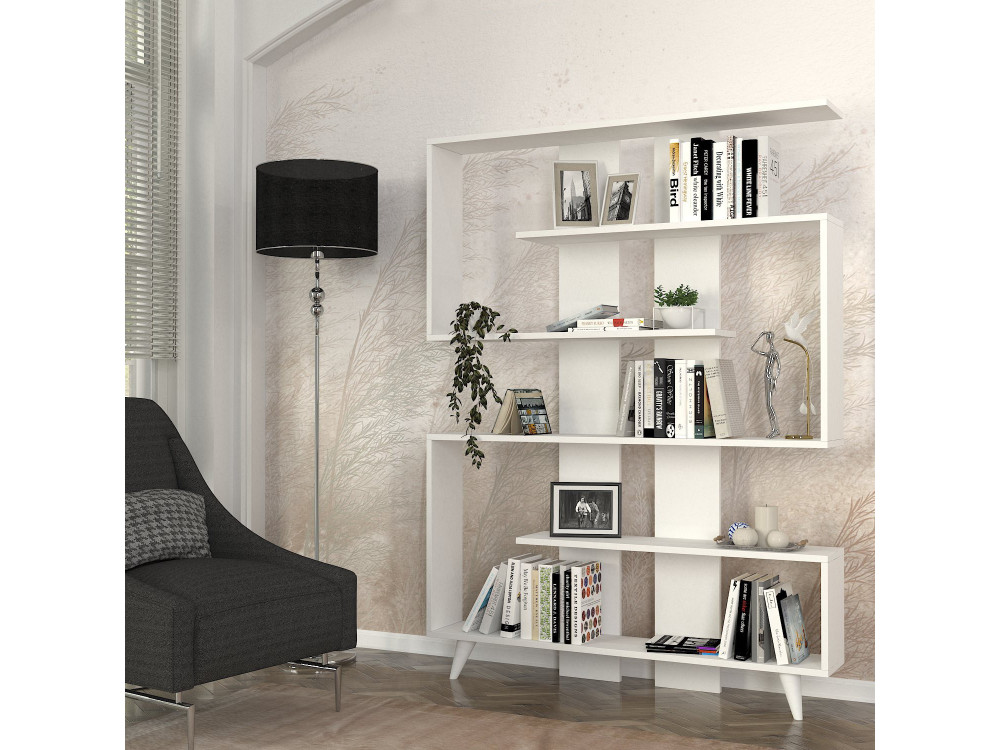 Estante de madeira "Rain" - 120 x 20 x 162 cm - Branco