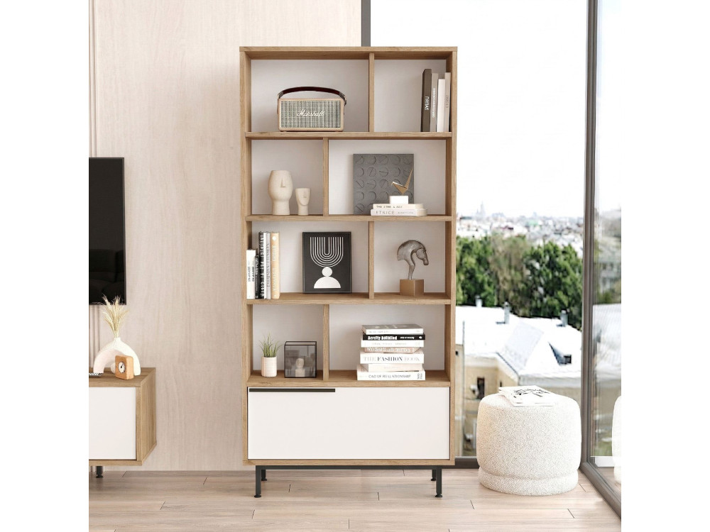 Estante de madeira "ON4-SW" - 84 x 30 x 176 cm - Branco