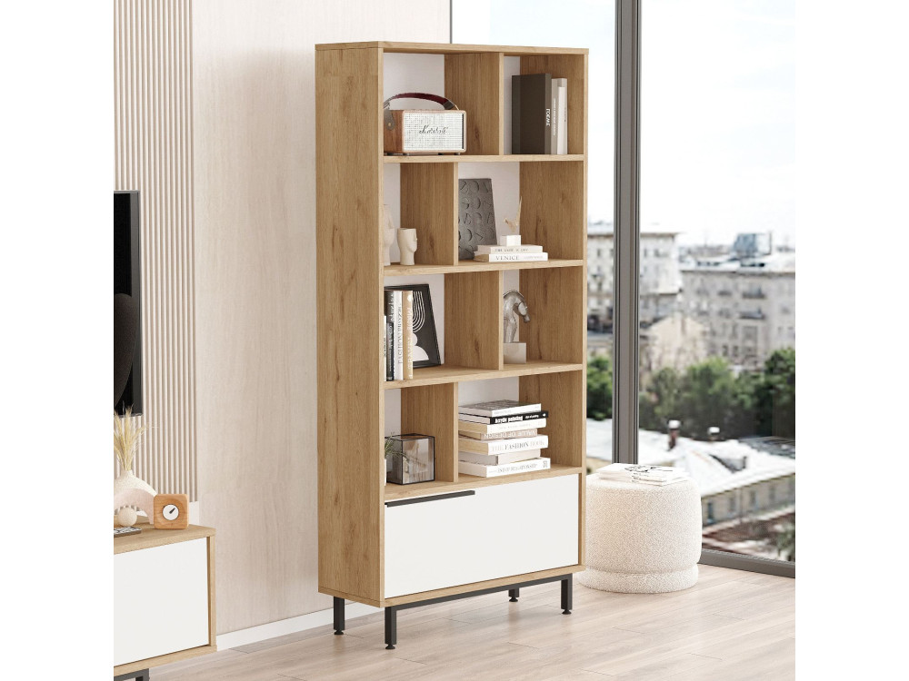 Estante de madeira "ON4-SW" - 84 x 30 x 176 cm - Branco