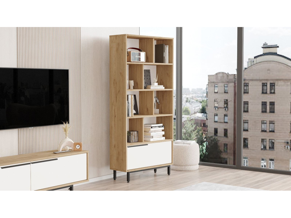 Estante de madeira "ON4-SW" - 84 x 30 x 176 cm - Branco