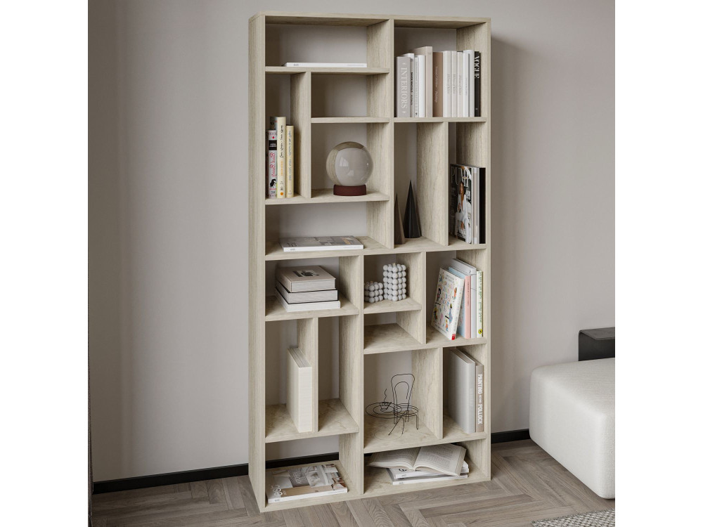Estante de madeira "Nicola" - 90 x 30 x 180 cm - Travertino