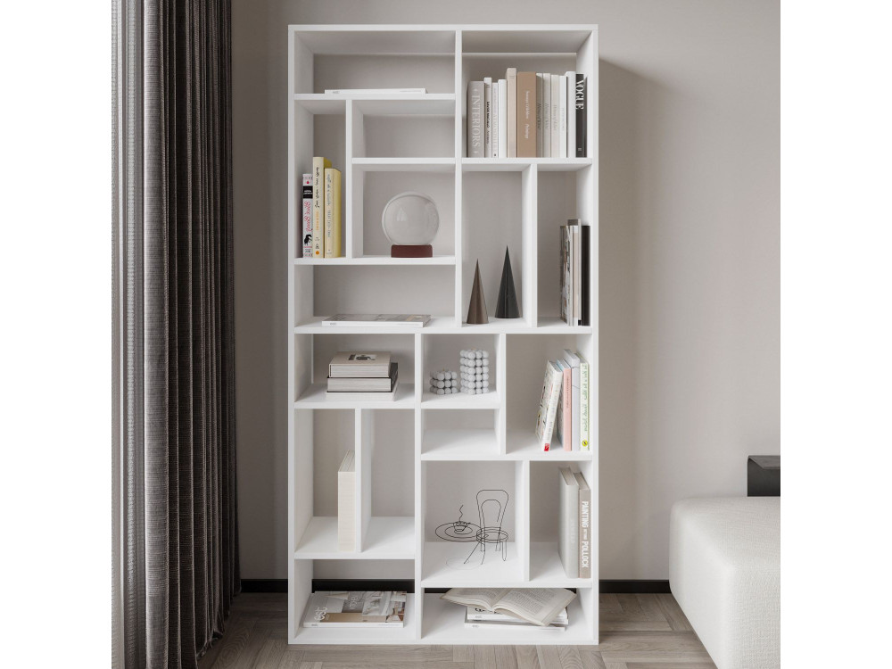 Estante de madeira "Nicola" - 90 x 30 x 180 cm - Branco