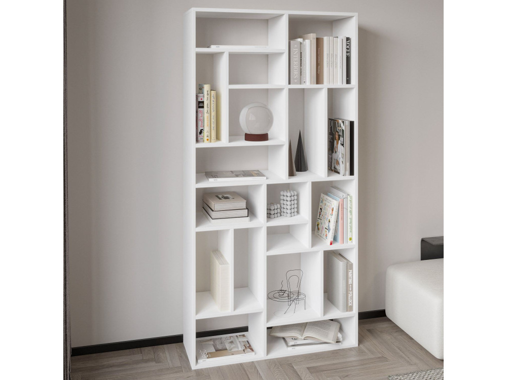 Estante de madeira "Nicola" - 90 x 30 x 180 cm - Branco