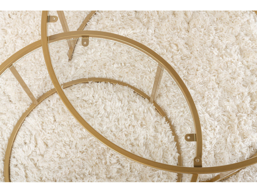 Conjunto de 2 mesas de centro metálicas "Aurum" - 80 x 80 x 43 cm - Ouro transparente