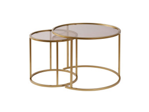 Conjunto de mesa de centro em metal "Aurum" - 42 x 42 x 39 cm - Bronze dourado