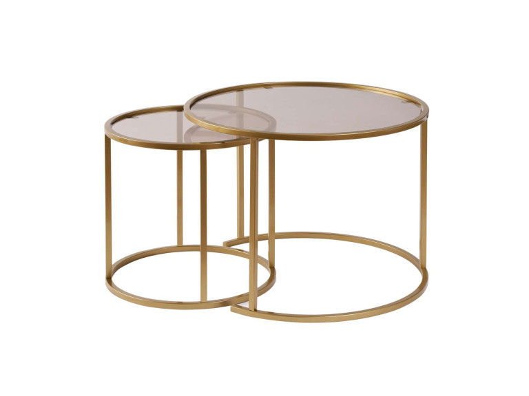 Conjunto de mesa de centro em metal "Aurum" - 42 x 42 x 39 cm - Bronze dourado