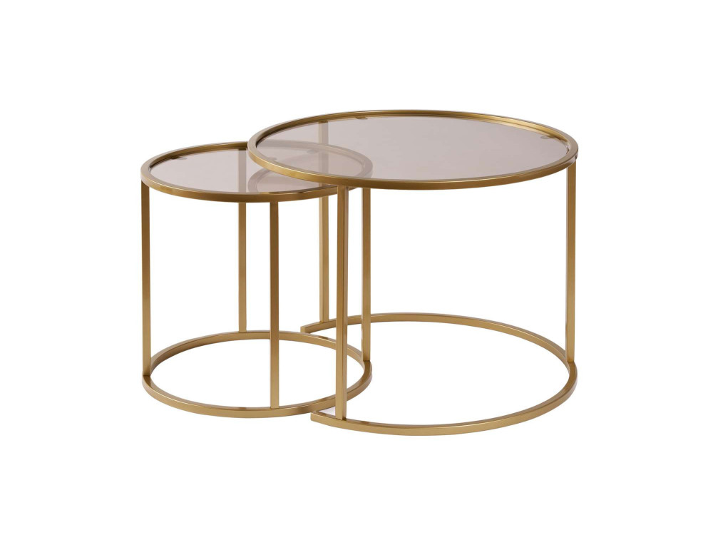 Conjunto de mesa de centro em metal "Aurum" - 42 x 42 x 39 cm - Bronze dourado