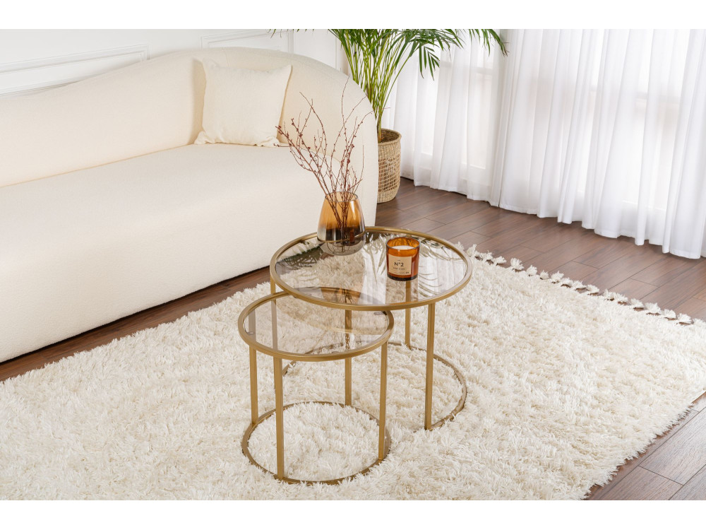 Conjunto de mesa de centro em metal "Aurum" - 42 x 42 x 39 cm - Bronze dourado