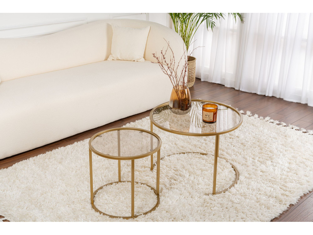 Conjunto de mesa de centro em metal "Aurum" - 42 x 42 x 39 cm - Bronze dourado