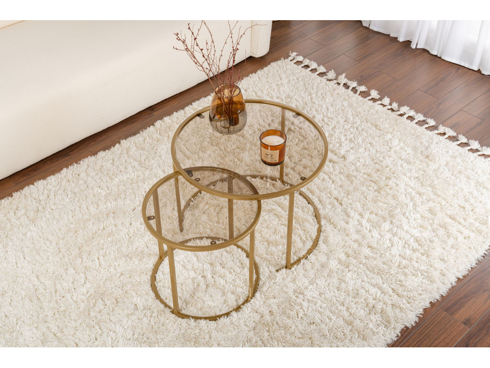 Conjunto de mesa de centro em metal "Aurum" - 42 x 42 x 39 cm - Bronze dourado