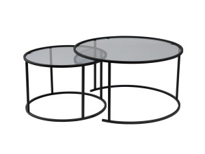 Conjunto de 2 mesas de centro metálicas "Aurum" - 80 x 80 x 43 cm - Preto cinzento