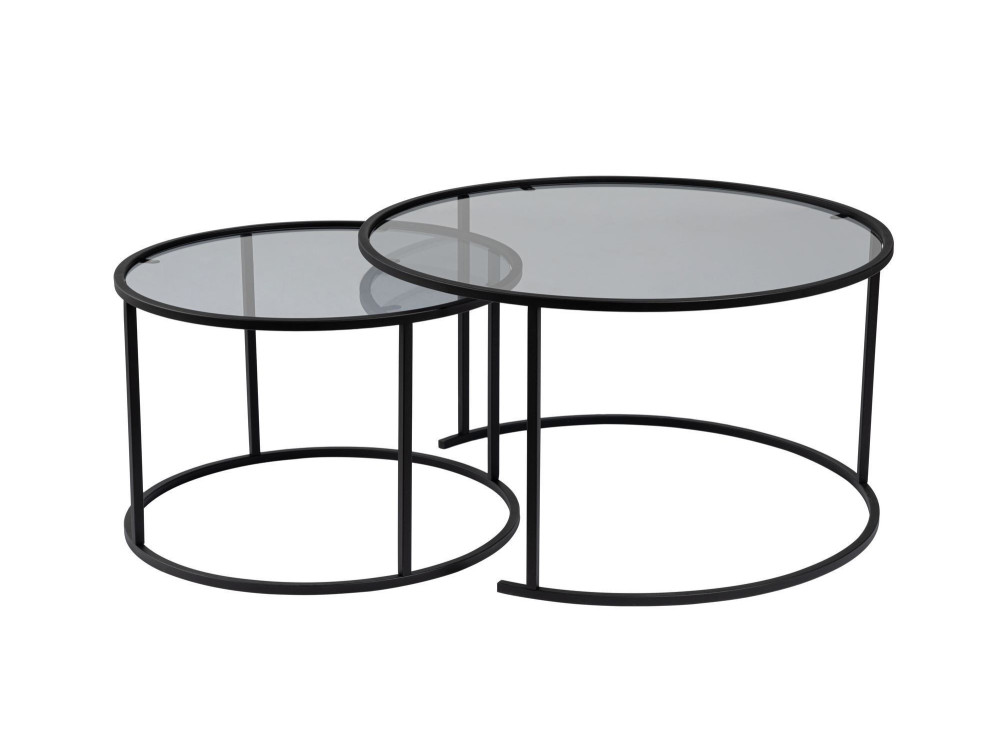 Conjunto de 2 mesas de centro metálicas "Aurum" - 80 x 80 x 43 cm - Preto cinzento