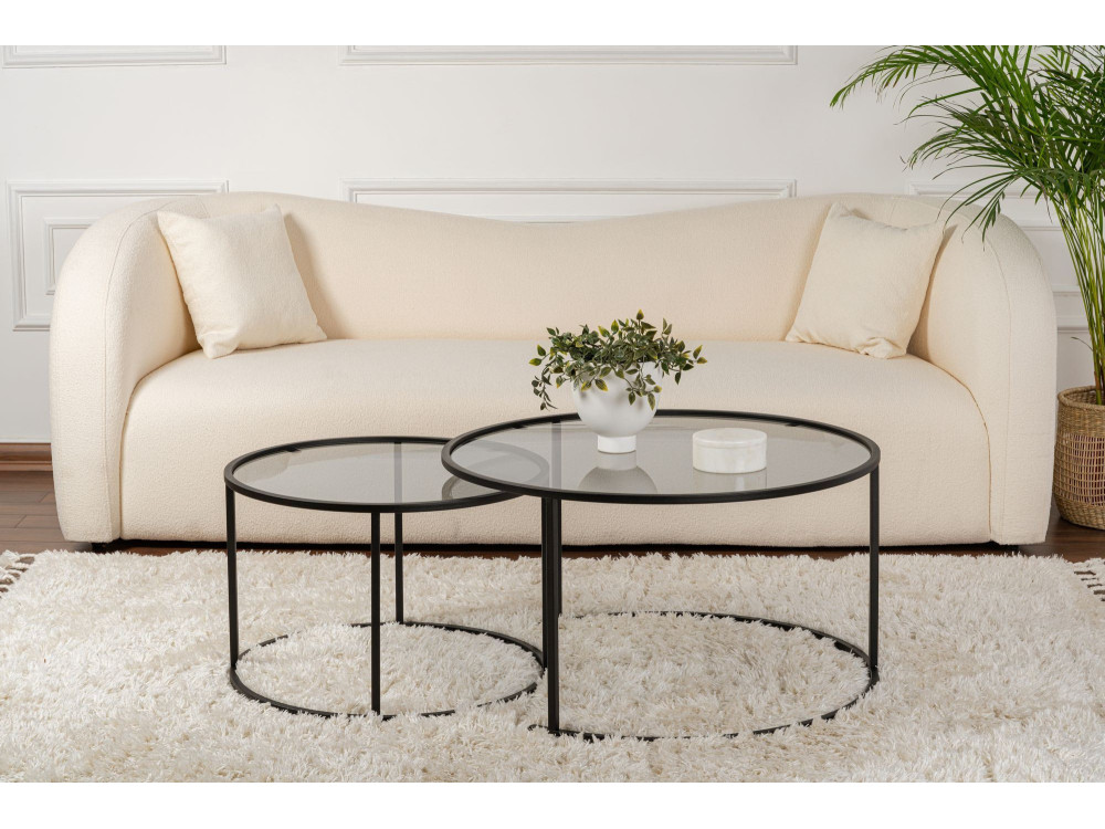 Conjunto de 2 mesas de centro metálicas "Aurum" - 80 x 80 x 43 cm - Preto cinzento