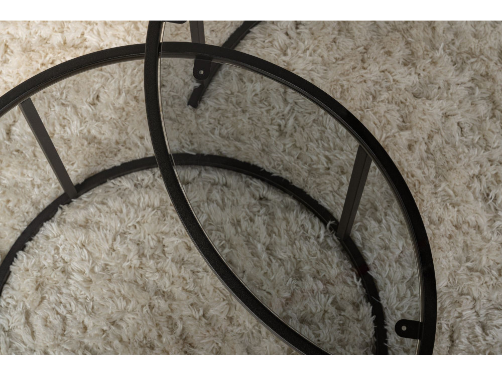 Conjunto de 2 mesas de centro metálicas "Aurum" - 80 x 80 x 43 cm - Preto cinzento