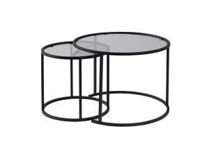Conjunto de 2 mesas de centro metálicas "Aurum" - 60 x 60 x 43 cm - Preto cinzento