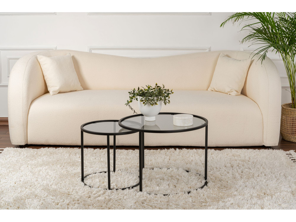 Conjunto de 2 mesas de centro metálicas "Aurum" - 60 x 60 x 43 cm - Preto cinzento