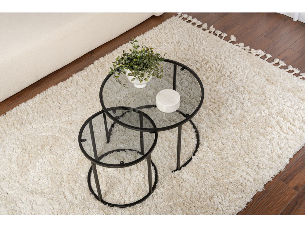 Conjunto de 2 mesas de centro metálicas "Aurum" - 60 x 60 x 43 cm - Preto cinzento