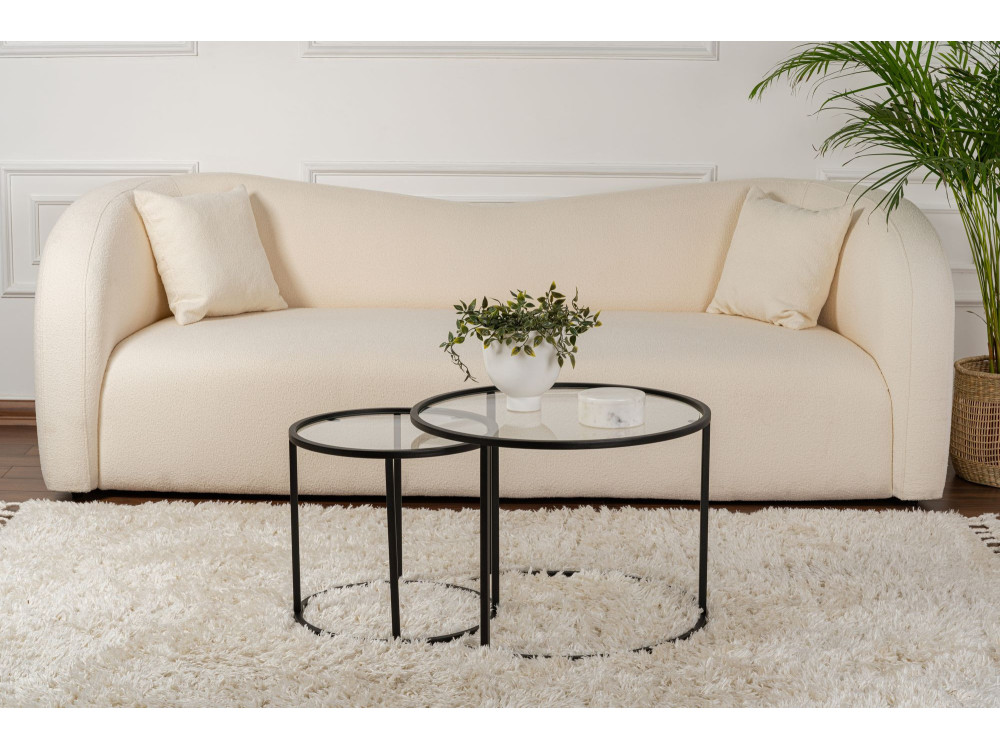 Conjunto de 2 mesas de centro metálicas "Aurum" - 60 x 60 x 43 cm - Preto Transparente