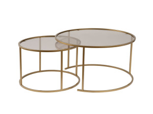 Conjunto de 2 mesas de centro metálicas "Aurum" - 80 x 80 x 43 cm - Bronze dourado