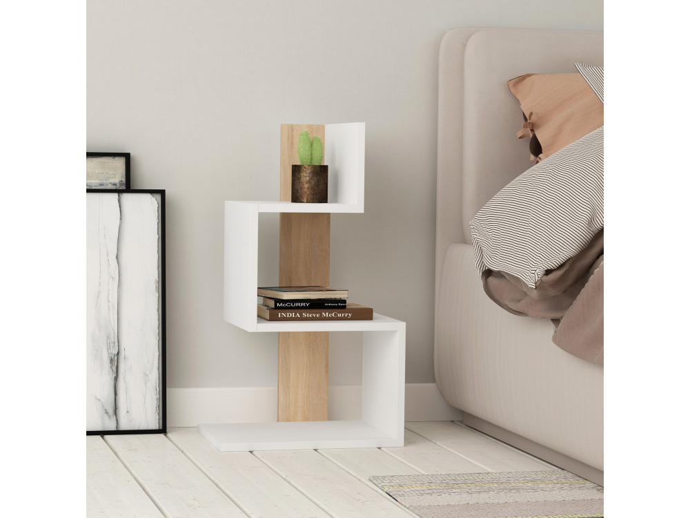 Mesa de apoio de madeira "Rosie" - 42 x 30 x 72 cm - Carvalho branco