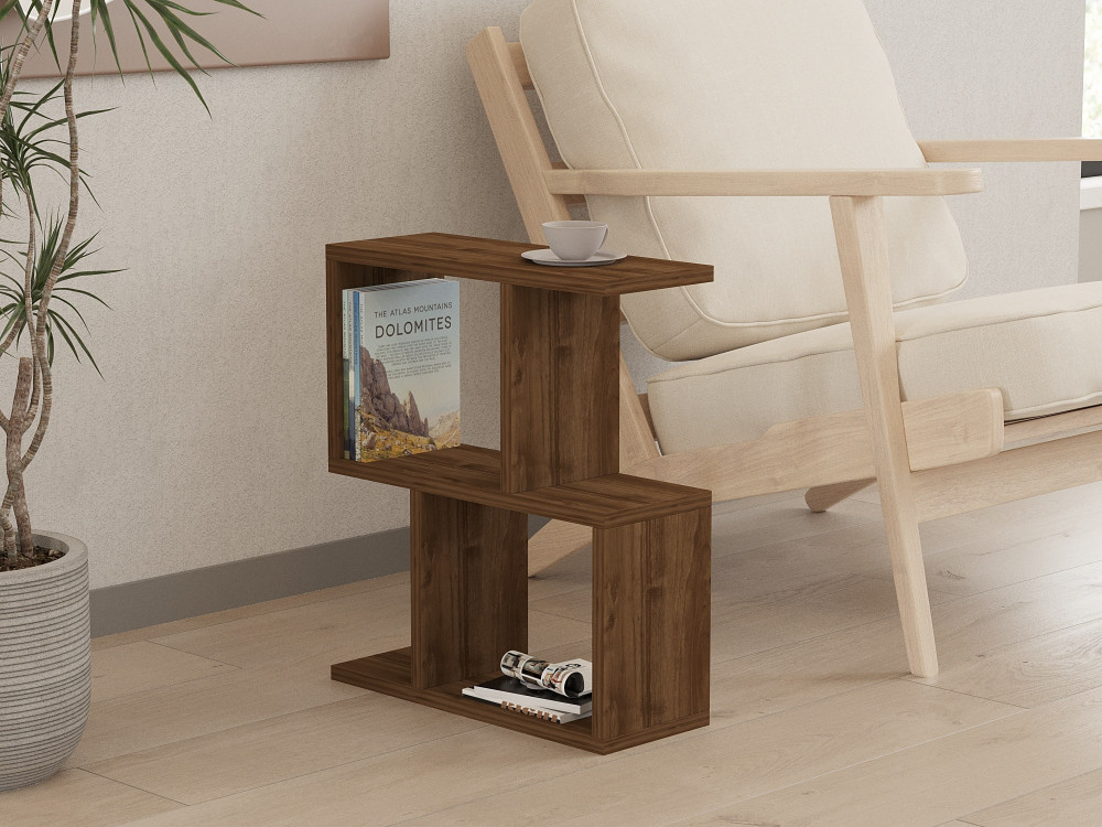 Mesa de apoio de madeira "Zet" - 45 x 17 x 51 cm - Nogueira