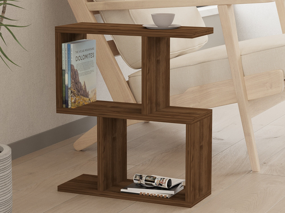 Mesa de apoio de madeira "Zet" - 45 x 17 x 51 cm - Nogueira