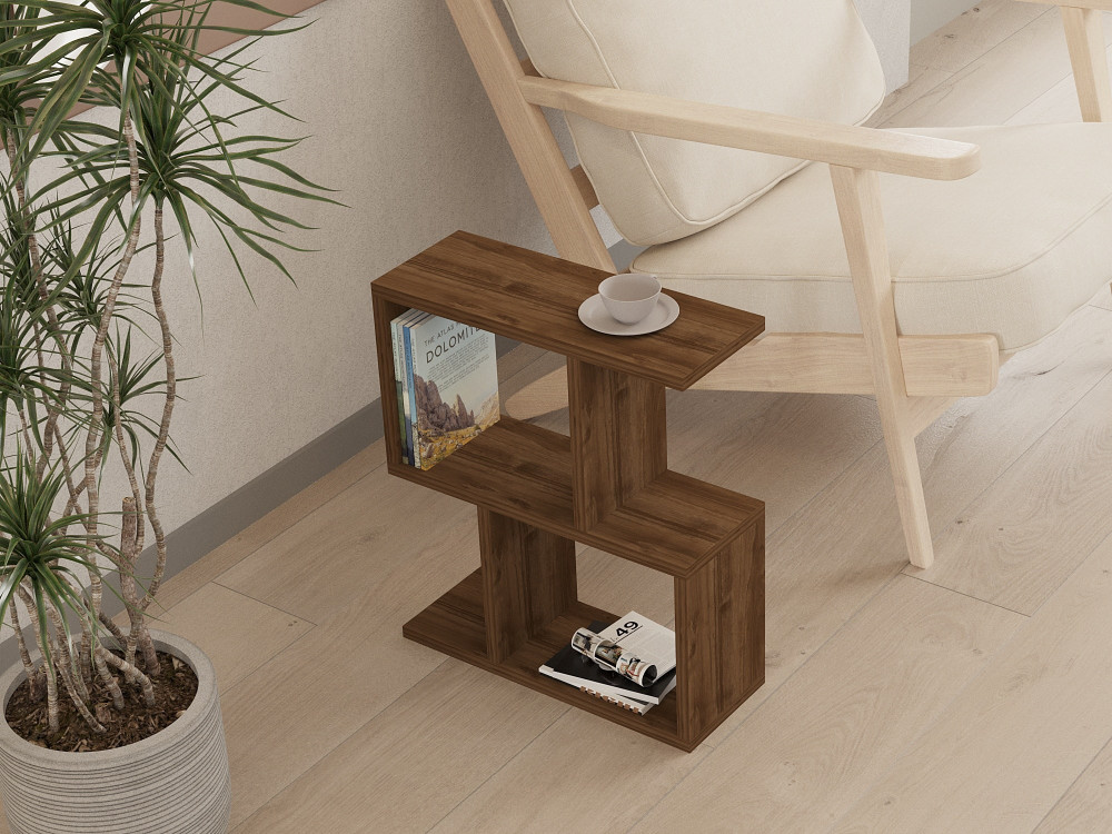 Mesa de apoio de madeira "Zet" - 45 x 17 x 51 cm - Nogueira
