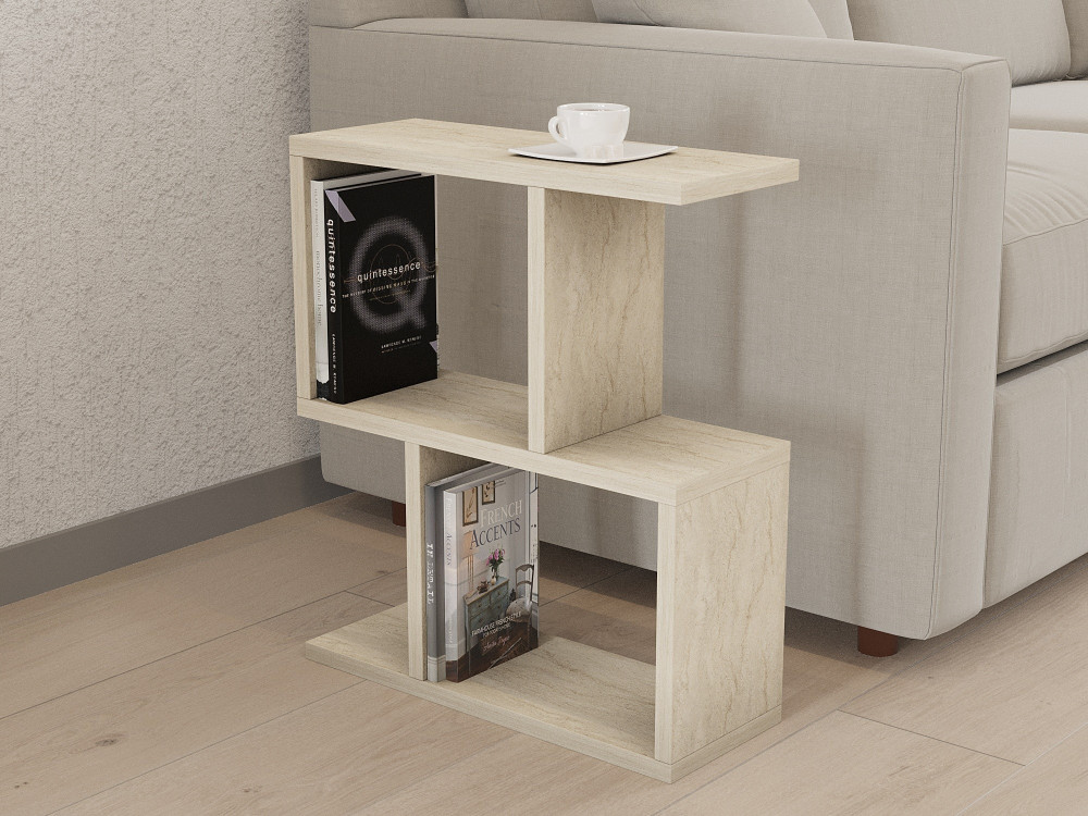 Mesa de apoio de madeira "Zet" - 45 x 17 x 51 cm - Travertino