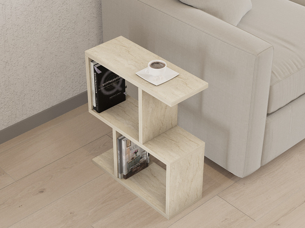 Mesa de apoio de madeira "Zet" - 45 x 17 x 51 cm - Travertino