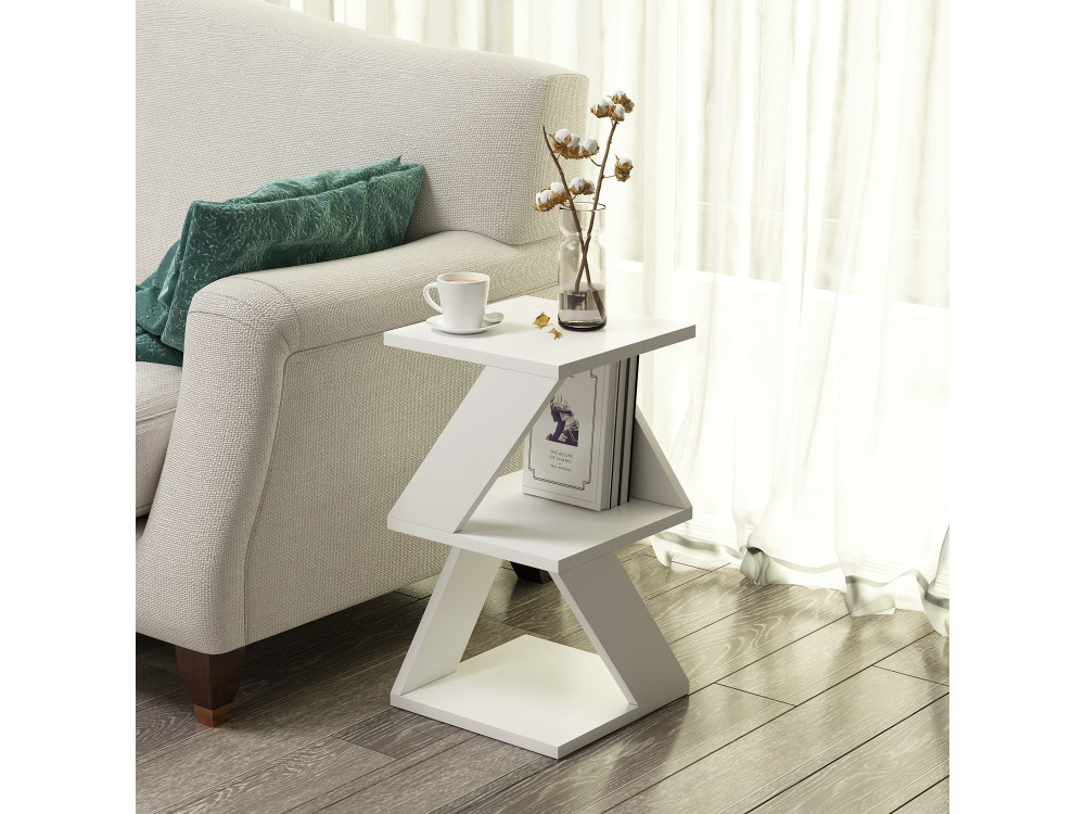 Mesa de apoio de madeira "Albeni" - 30 x 30 x 50 cm - Branco