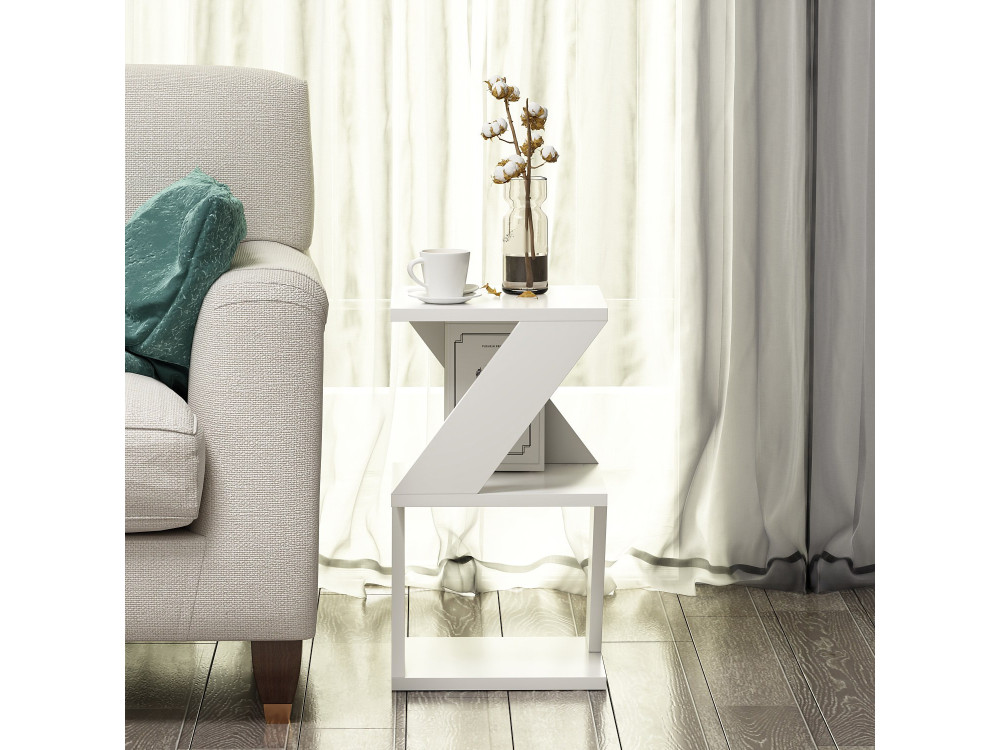 Mesa de apoio de madeira "Albeni" - 30 x 30 x 50 cm - Branco