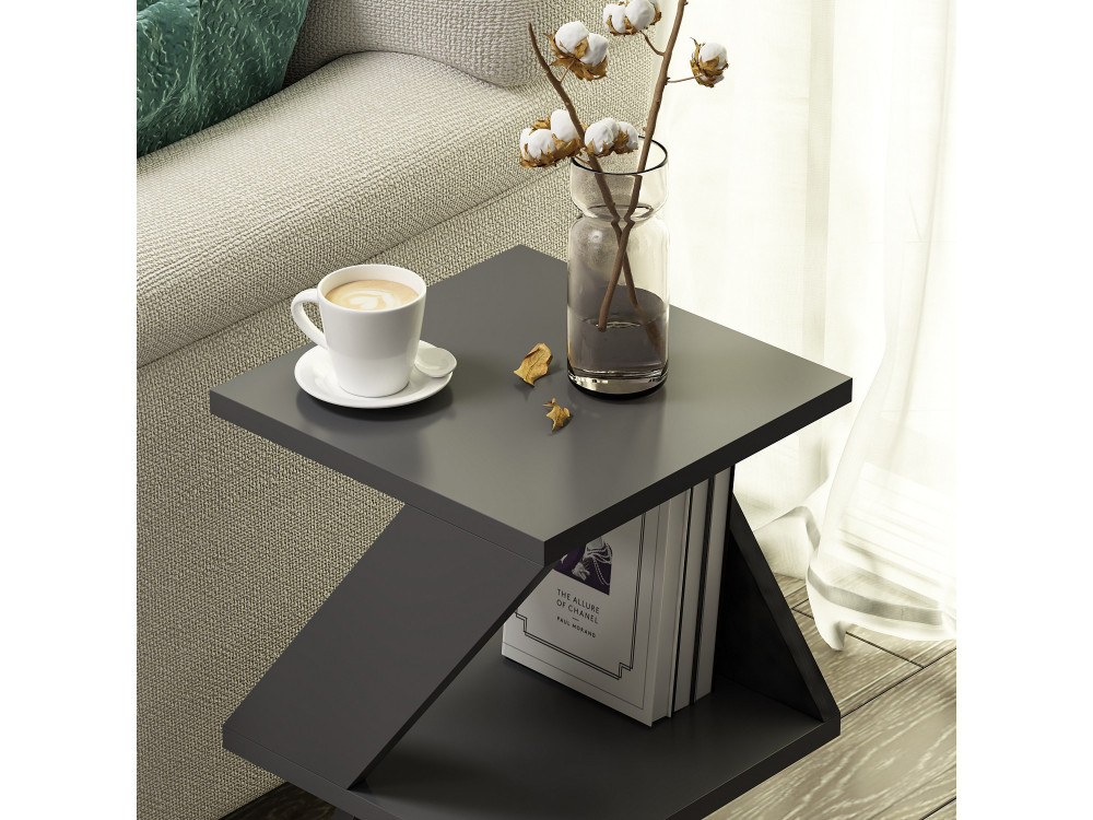 Mesa de apoio de madeira "Albeni" - 30 x 30 x 50 cm - Antracite