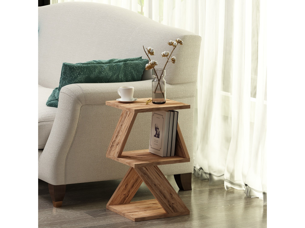 Mesa de apoio de madeira "Albeni" - 29 x 29 x 54 cm - Pinho Atlântico